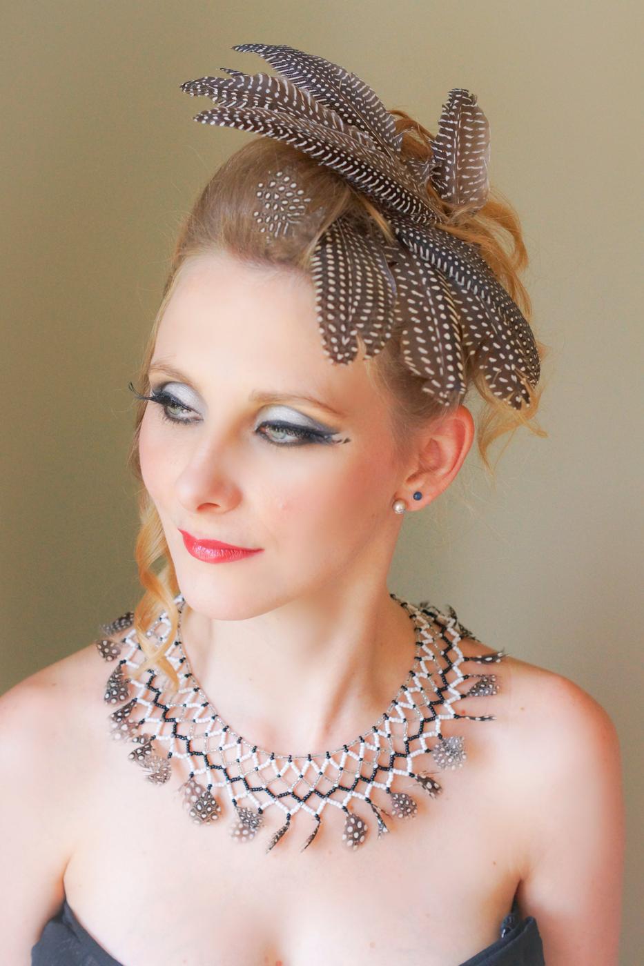 Makeup and feather styling